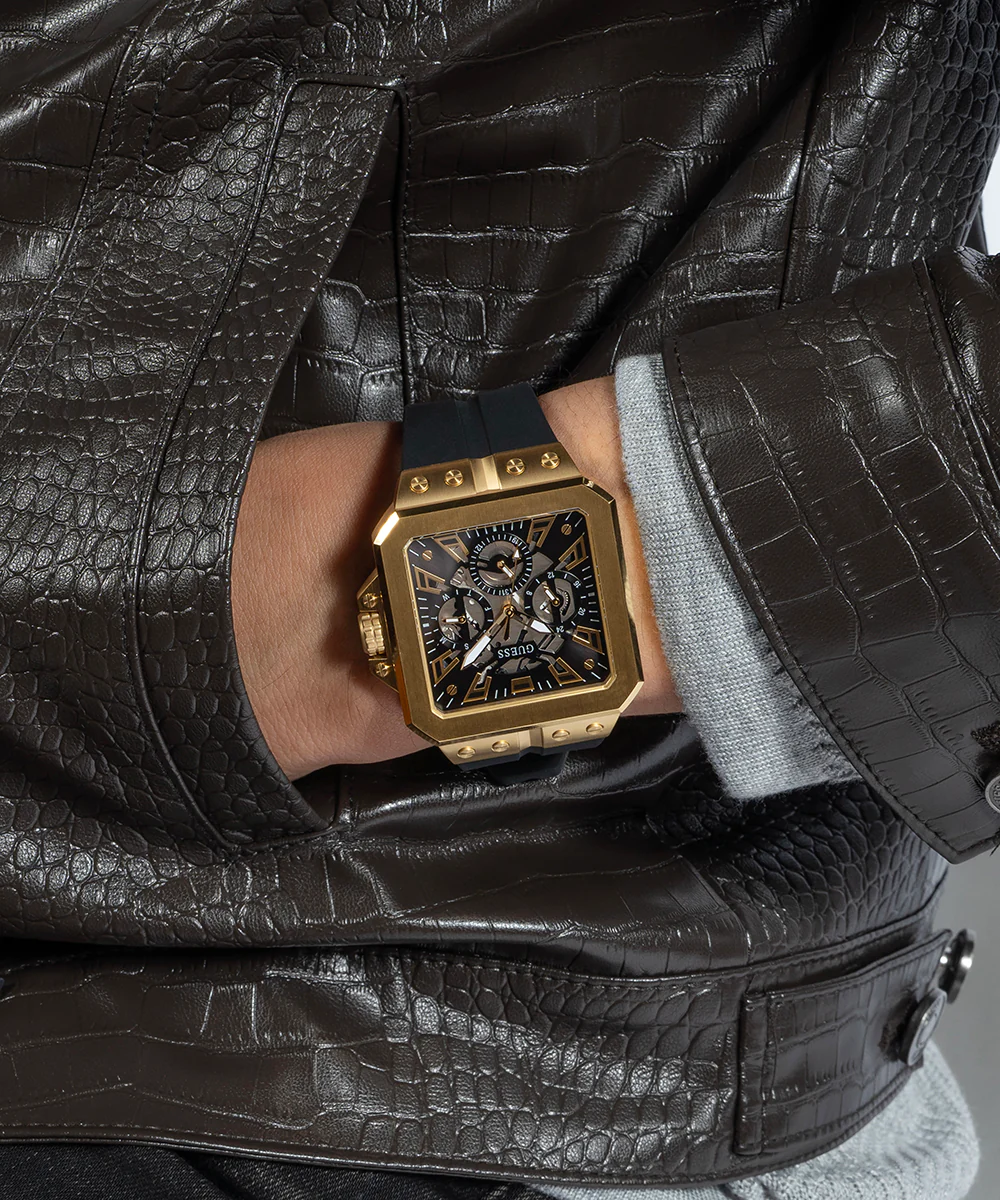 GUESS Mens Black Gold Tone Multi-function Watch - Image 3